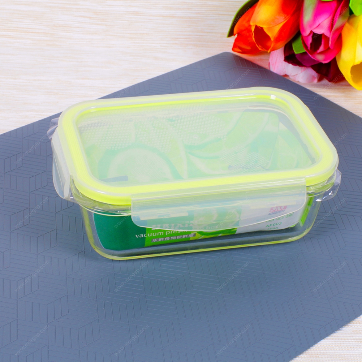 Picture of haixin vacuum preserving rectangle box glass 550 ml