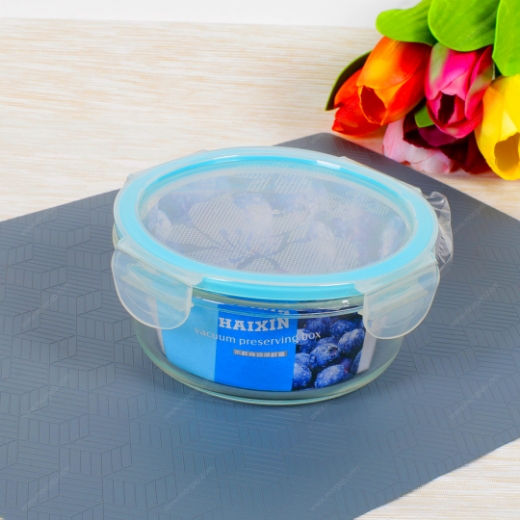 Picture of haixin vacuum preserving round box glass 420 ml