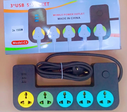 Picture of Power extension 3 USB & 5 Sockets